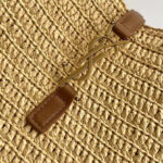Saint Laurent Le 5 A 7 Supple Small In Raffia And Leather Coffee